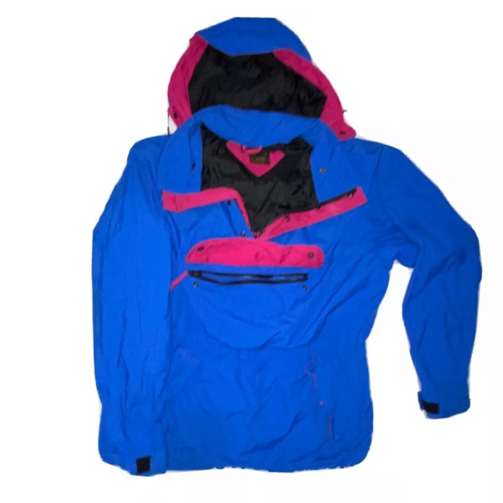 VTG Vintage Eddie Bauer Blue & Pink Color Block 1/4 Zip Men’s Coat Size Large